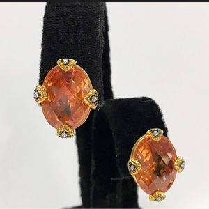 Smoky Topaz Cut Oval Crystal Earrings-Boutique